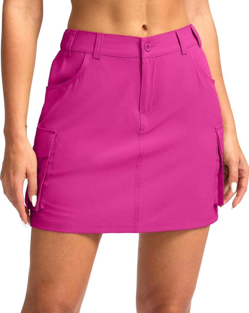G Gradual Women's Skort 5 Pockets Cargo Skirt Golf Skirts Skorts for Women Casual Summer Hiking (Pink, XS)