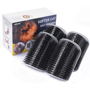IMISNO Cat Self Groomer Toy Wall Corner Massage Comb Perfect Massager Brush with Catnip (4 PCS Black)