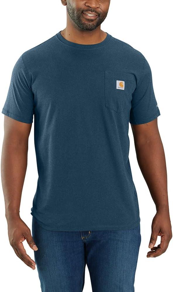 Carhartt Men's 104616 Force Relaxed Fit Midweight Short Sleeve Pocket (X-Large Tall, Light Huron Heather)