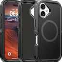 for iPhone 17 Case Compatible with MagSafe，Shockproof, 3-Layer Drop Protection, Heavy Duty Magnetic Protective Phone Case Cover, 6.3", Black