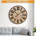 Large Wall Clock 24IN, Silent Metal Wood Style Wall Clocks Battery Operated for Living Room Decor, Farmhouse Big wall Clock, Outdoor