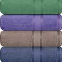 Casa Lino Multicolor II Bath Towels Set of 4 (54" x 27") - Large Bathroom Towel Set - 100% Cotton Towels for Bathroom - Highly Absorbent & Quick Dry Bath Towel Multipack - New Apartment Essentials