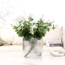 YANWE1 Ribbed Vase, Fluted Glass Vase for Flowers, Clear Flower Vases for Tulips, Modern Vases for Living Room, Dining Table, Office, Bedroom, Mantle, Shelf, Wedding, 7 Inch