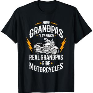 Some Grandpas Play Bingo Real Grandpas Ride Motorcycles T-Shirt, L