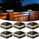Solar Post Cap Lights 6-Pack, IP65 Waterproof Fence Post Solar Lights for 4x4 Wood/Vinyl Posts, Outdoor Post Lights with 2 Color Modes Decorate Garden Patio Porch Backyard, Black