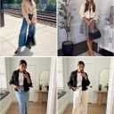 Imily Bela Womens Lapel Trench Coat Double Breasted Cropped Jacket Casual Outwear with Belt (Beige)