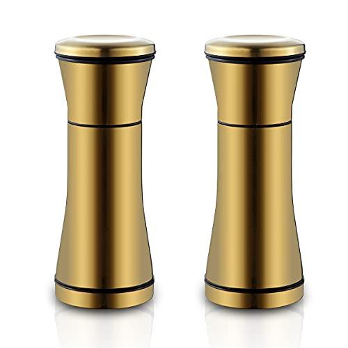 Kyraton Gold Salt and Pepper Shakers, Titanium Plating Stainless Steel Salt and Pepper Grinders Refillable Pepper Grinder, Pepper Mill, Salt Grinder, Salt Shaker, Salt Pepper Shaker Set of 2