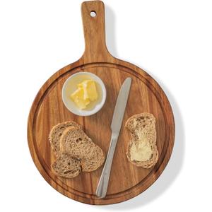 Acacia Wood Cutting Boards,Round Chopping for Kitchen and Dining Room, Serving Board Bread, Vegetables, Meat (15"L x 10.8"W)