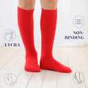 Girls, Boys, Kids, Knee High Long School Uniform Dress Socks, Premium Cotton, Soft, Toddler, 3-14 Years Old (Red)