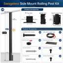 12-20FT Swageless Black Side Mount Cable Railing Post Kit System 42"