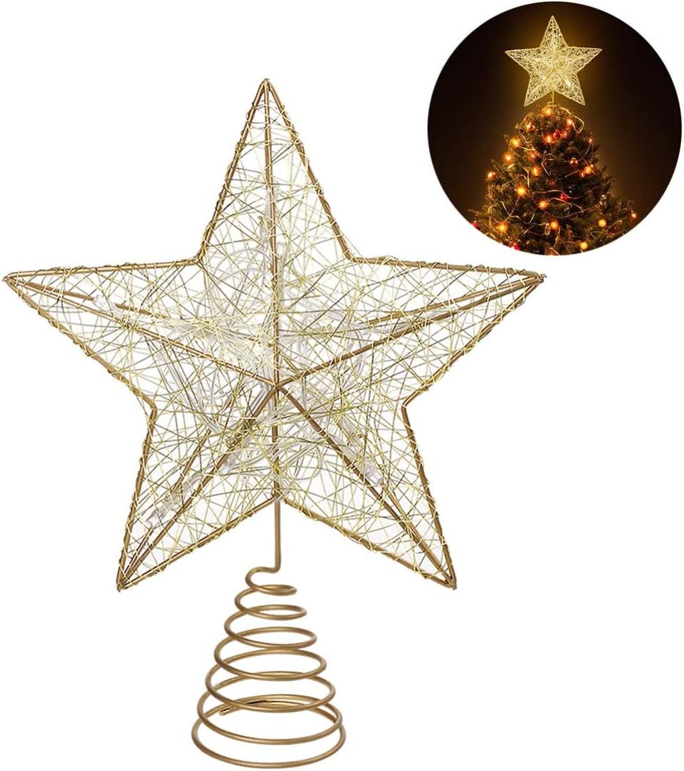 Christmas Tree Topper Led Glitter Star Tree Topper Christmas Decorations Creative Xmas Battery Operated Christmas Tree Topper Star for Christmas Tree Home Party Bar Shop
