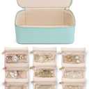 Vlando Jewelry Travel Case,Travel Jewelry Organizer with Clear Velvet Jewelry Bags 12Pcs Zipper Pouch for Women Girl Trendy Stuff Gift-Lake Blue