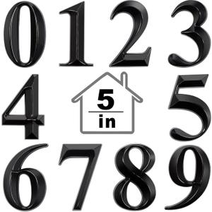 Jetec 10 Pcs House Numbers 3D Door Mailbox Numbers 0-9 Self Adhesive House Door Street Address Stickers for, Apartment, Office, Hotel Room, Mailbox Signs(5 x 3.15 Inches,Black)