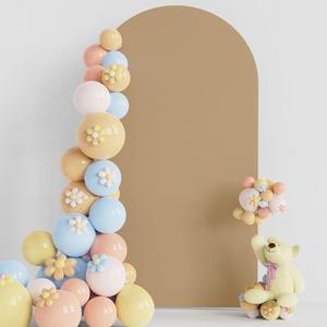Putros Wedding Arch Cover 7.2FT Khaki Spandex Fitted Round Top Chiara Backdrop Stand Covers for Wedding Birthday Party Decoration