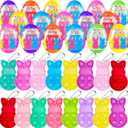 24 PCS Prefilled Easter Eggs with Bunny Pop Bubble Fidget Keychains Toy Inside for Kids Boys Girls Easter Basket Stuffers Party Favors Easter Egg Hunt