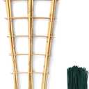 SWANGSA 6 Pack 3Ft Bamboo Trellis for Climbing Plants,35.5 Inch Fan-Shaped Bamboo Plant Trellis with 100pcs Twist Ties for Outdoor and Indoor Potted Plants Garden Stakes