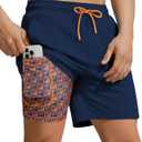 7 Inch Men Swim Trunks with Compression Liner Quick Dry Drawstring Male Swimtrunks for Beach Summer Water Park