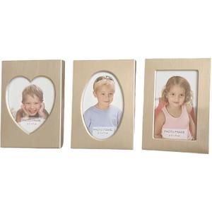 Set of 3 Mini Metal Picture Frame Set 2.5x3.5 Inch Gold Small Picture Frame with Picture Storage Behind, 2 1/2x3 1/2 Inch Small Picture frame Rectangle (Gold)