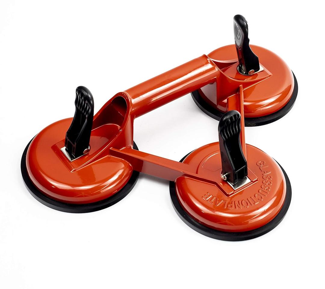Triple Glass Suction Cups Heavy Duty Aluminum Vacuum Plate Handle Glass Holder Hooks to Lift Large Glass, Tile Suction Cup Lifter, Triple Suction Cups for Moving Glass, Window, Granite