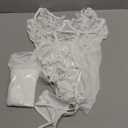 Lilosy Sexy Garter Belt Mesh Lace Babydoll Lingerie Dress Set with Thong (Large, White)