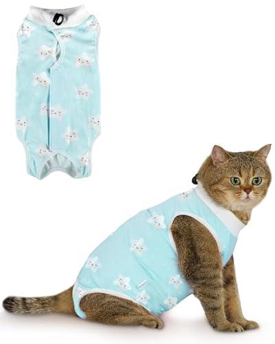 ANWA Cat Recovery Suit - Breathable Cat Onesie for Cats After Surgery Female, Kitten Surgery Recovery Suit Female Abdominal Wounds, M