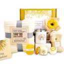 Get Well Gifts for Women After Surgery 10pc Gift Baskets Feel Better Spa Gift Basket Care Package for Mom Her Wife Friend Grandma self care (yellow)