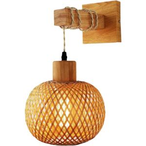Rattan Wall Sconce Light,Lamps for Bedroom, Farmhouse Wall Sconces, Wall Mount Light Fixture Indoor, Boho Bedside Wall Sconces for Living Room (Rattan)