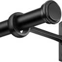 1 Inch Curtain Rods for Windows 72 to 144, Black Curtain Rod, Outdoor/Indoor Rustic Drapery Pole with Brackets, Industrial Adjustable Curtain Rod, 72"-144"