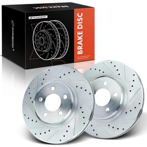A-Premium 12.60 inch (320mm) Front Drilled and Slotted Disc Brake Rotors Compatible with Dodge & Chrysler Models - Charger 2006-2018/2020-2023, Challenger 2009-2018/2020-2022, Magnum 05-08, 300 05-23