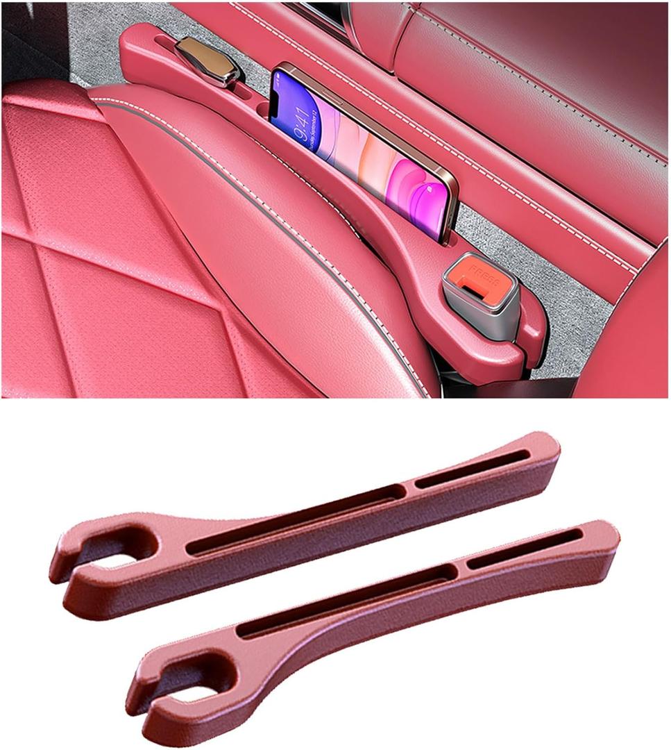 Jectam Car Seat Gap Filler, Leather Car Gap Filler Universal Fit for Most Cars and Trucks, Fill The Gap Between Seat and Consoles, Prevents Things from Falling Out, Pack of 2 PCS (Red)