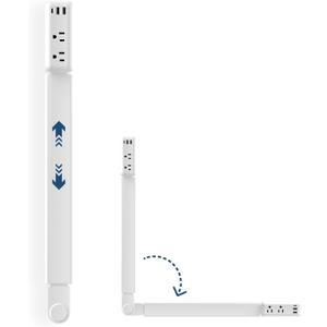 Electrical Outlet Extender with 2 AC Outlets, 2 USB-A, 1 Type-C, Rotates 180, Extends 22"-34", Access Hard-to-Reach Outlets for Bedroom Office Behind Couches Nightstands Desks Sofa (White)