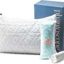 Phantoscope Memory Foam Pillow for Sleeping, Shredded Memory Foam Pillow Cooling Gel for Hot Sleepers, Adjustable Firm Bed Pillows with Bamboo Cover & Cotton Cover, Queen Size, 1 Pack