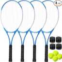 4 Pack Tennis Rackets for Adults Prestrung Lightweight
27 Inch Racquets Bulk, Tennis Balls, for 4 Players Recreational Training, Overgrips, Pre Strung Ready Outdoor Courts
