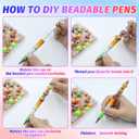150 Pieces DIY Beadable Pens Kit - 50 plastic Beadable Pens Bulk, Refills & pen bags Included - Beaded Pens Black Ink Ballpoint Cute Pens for Students TeacherGradient