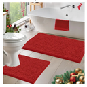 Red Bathroom Rug Set 3‑Piece, 20-30,15-23 & 20-20 U inch Festive Holiday Bathroom Decor, Non‑Slip Washable Absorbent Mats for Spacious Bathrooms
