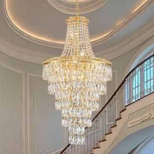 HUANXISHA Gold Crystal Chandeliers 13 Lights Luxury Modern Chandelier for High Ceilings Large Pendant Light Fixture Foyer Staircase Hallway Entryway Living Room Hall Lobby 40" H x 21.7" D