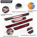 4Pcs Stainless Steel Car Door Sill Protectors Door Threshold Protector Front and Rear Doors Car Pedal Kick Protection Door Sill Scuff Plate car Trim Sport(Door Width 1.97" Red)