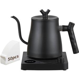 Water Kettle Electric,Gooseneck Electric Kettle with 50pcs Coffee Filter,1 Temperature Control, Fast Heating, Stainless Steel Interior, Ideal for Precise Pour-Over Coffee and Tea