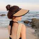 Women Straw Sun Visor Hat, Summer Wide Brim UV Protection Beach Cap Adjustable Sun Hat for Outdoor