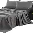 Kingnex Full Sleeper Sofa Bed Sheets for 54x72 Pull Out Sofa Bed with 4-6 Deep Pocket Soft Double Brushed 1800 Microfiber 4 Piece Bedding Set Grey