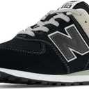 New Balance 574 G Kids Youth Sneaker (Black/White, 11.5)