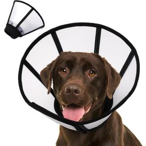 KOESON Dog Cone Collar, Soft Cones for Large Dogs, Professional Large Dog Surgery Recovery Cone with Adjustable Hook & Loop, Comfortable Pet Elizabethan Collars to Stop Licking, Black L