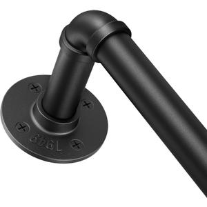1 Inch Heavy Duty Blackout Curtain Rods for Windows, Industrial Pipe Wrap Around Room Divider Decorative Curtain Rods Wall Mount & Ceiling Mount, Black, 72-144 Inch
