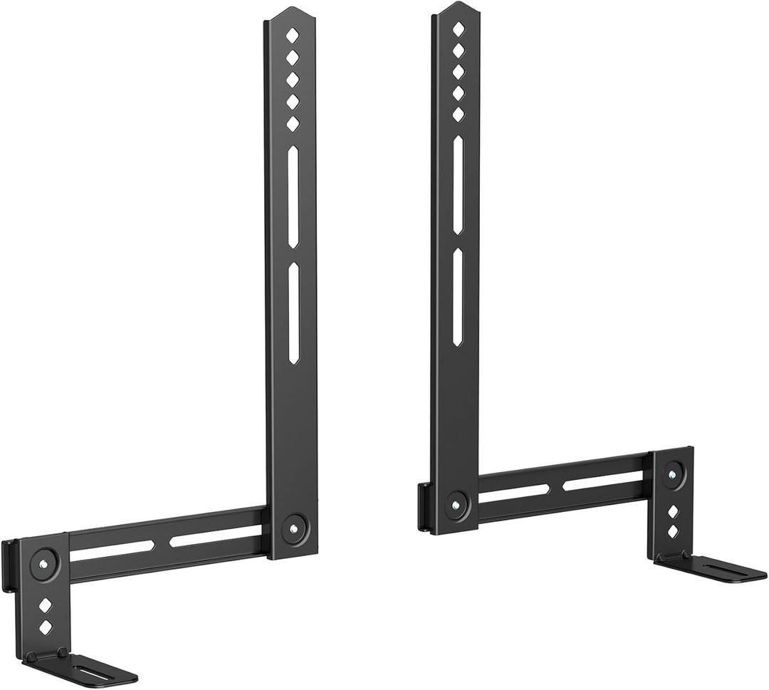 USX MOUNT Soundbar Mount Sound Bar TV Mount for Mounting Above or Under TV, Sound Bar Mount Up to 13.2 lbs, Two Removable and Lockable Hooks for Back or Bottom Holes