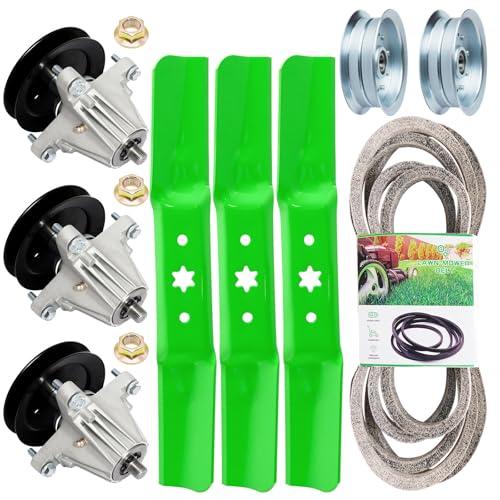 TENGMUJX 50 inch Deck Rebuild Kit for Cub Cadet XT1 LT50 XT1-LT50 XT2-LX50 MTD CYT5023SE Lawn Mower Includes 3 Spindle 618-06981 618-06981 3 Blade 942-05052A 1 Belt 754-04077 2 Idler GY22082