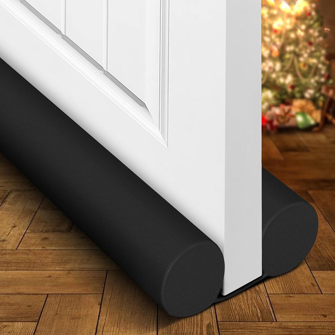 Holikme Door Draft Stopper Weather Stripping Window Breeze Blocker Adjustable Door Sweeps, Black (36 inch)
