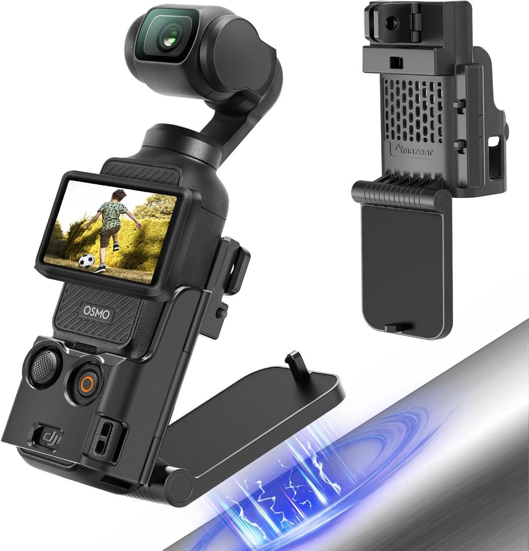 Magnetic Mount Stand Compatible with DJI Osmo Pocket 3, Upgraded Pocket3 Accessories Adapter Clamp Magnet Suction Case Holder on Desktop, Vertical Surface, 180 Adjustable Handle, Black