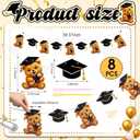 Marspark 8 Pcs 2026 Graduation Banner Decorations Black Gold Cap Bear Banner Hanging Decoration for High School College Middle School Graduation Parties(Horizontal Version)