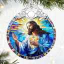 3 x Christian Gifts: Stained Glass Jesus Ornament | Christmas Ornaments (Christmas Tree Ornaments), Religious Holiday Decor, Jesus Christ Decoration, Religious Gifts & Xmas Gift