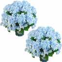 QIANYUN Artificial Hydrangea Bush  20 Inch Potted Faux Hydrangea Plant, UV Resistant Outdoor Hydrangea Artificial Plants for Front Porch, Garden, Patio & Indoor Decor (Blue)